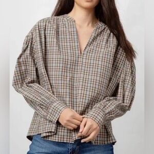 Rails Multicolor Plaid V-Neck Blouse